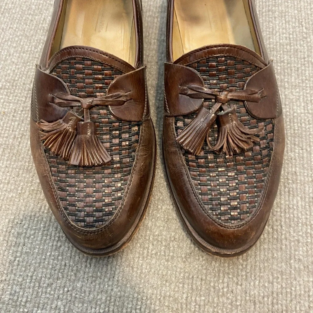Johnston & Murphy Shoes Mens Size 10.5 M Brown Leather Dress Tassel Loafers 3758